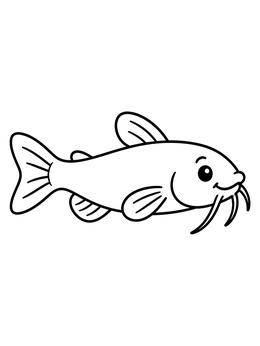 Free printable Cute Smiling Catfish Swimming coloring page