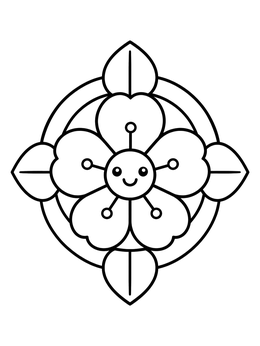 Free printable Cute Smiling Cherry Blossom Flower coloring page