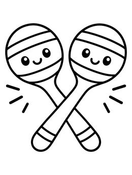 Free printable Cute Smiling Maracas Pair coloring page