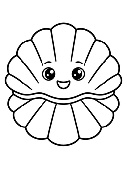 Free printable Cute Smiling Clam Shell coloring page