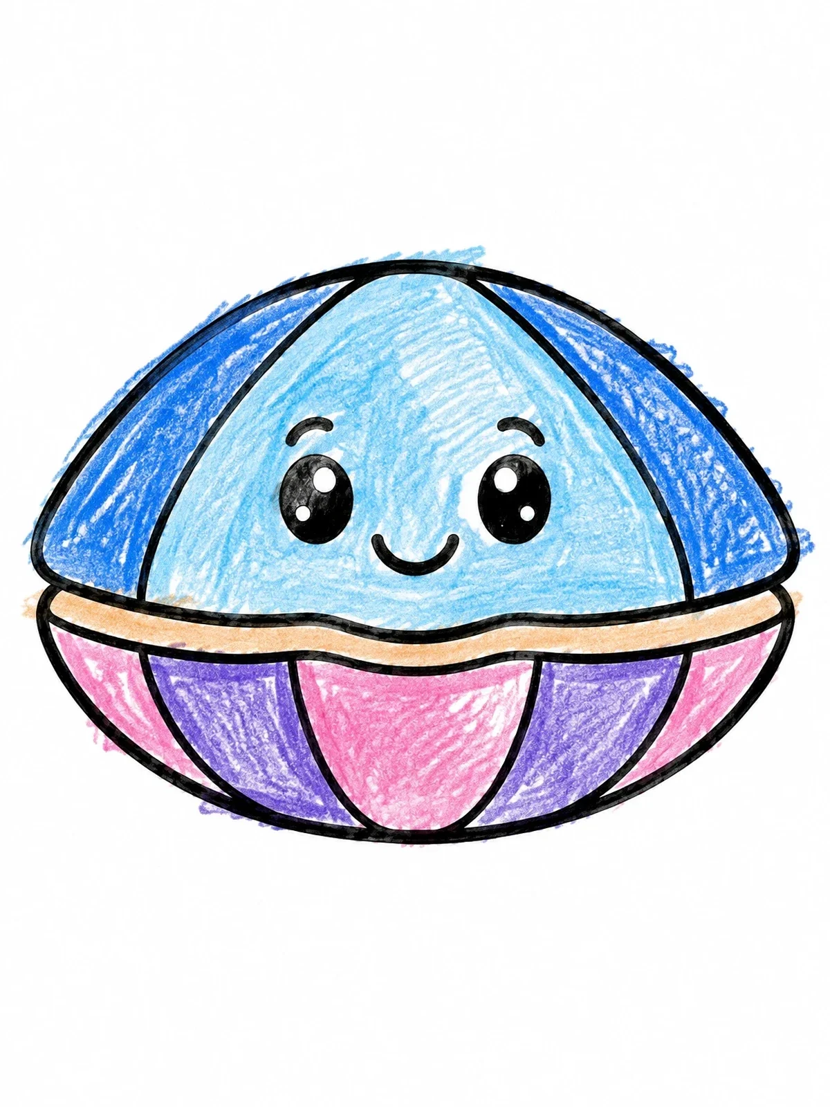 Colored example of the Cute Smiling Clam Shell coloring page