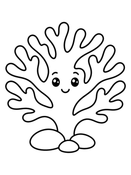 Free printable Cute Smiling Coral On Stones coloring page