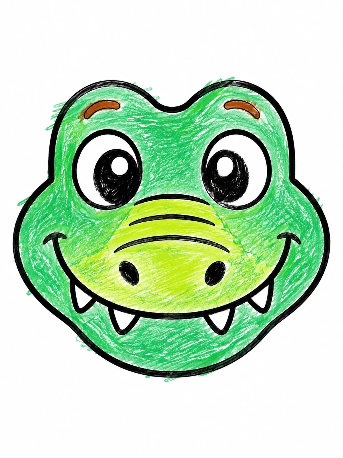 Colored example of the Cute Smiling Crocodile Face coloring page