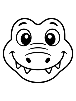 Free printable Cute Smiling Crocodile Face coloring page