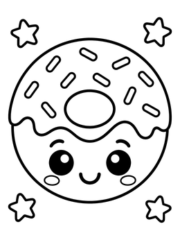 Free printable Cute Smiling Donut With Sprinkles coloring page