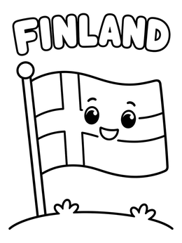 Free printable Cute Smiling Finland Flag coloring page