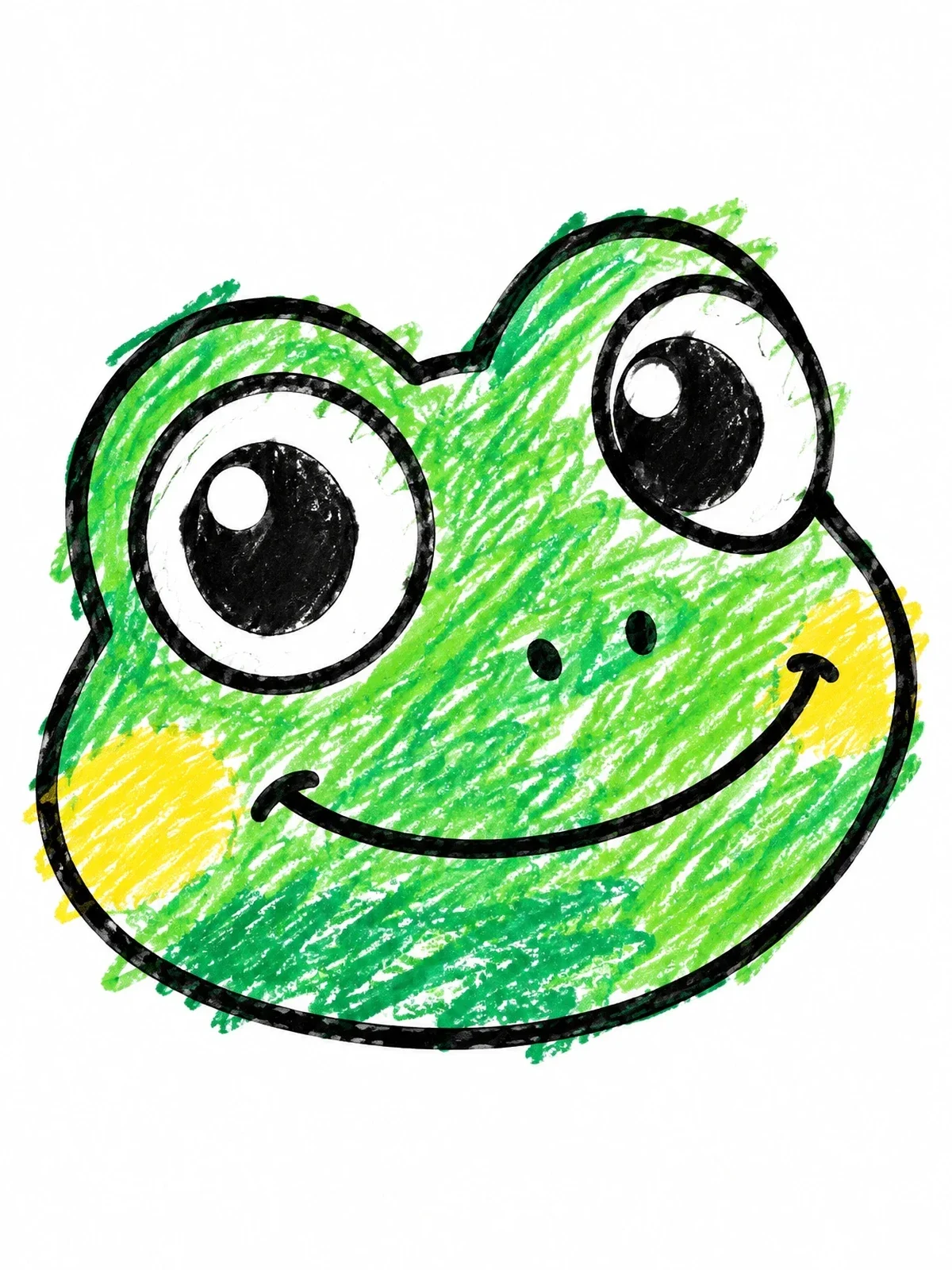 Colored example of the Cute Smiling Frog Face coloring page
