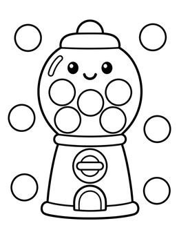 Free printable Cute Smiling Gumball Machine coloring page