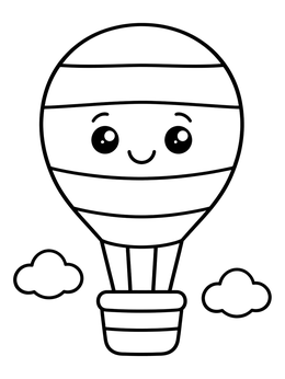 Free printable Cute Smiling Hot Air Balloon coloring page