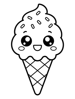 Free printable Cute Smiling Ice Cream Cone coloring page