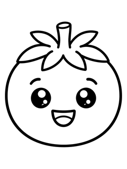 Free printable Cute Smiling Kawaii Tomato coloring page