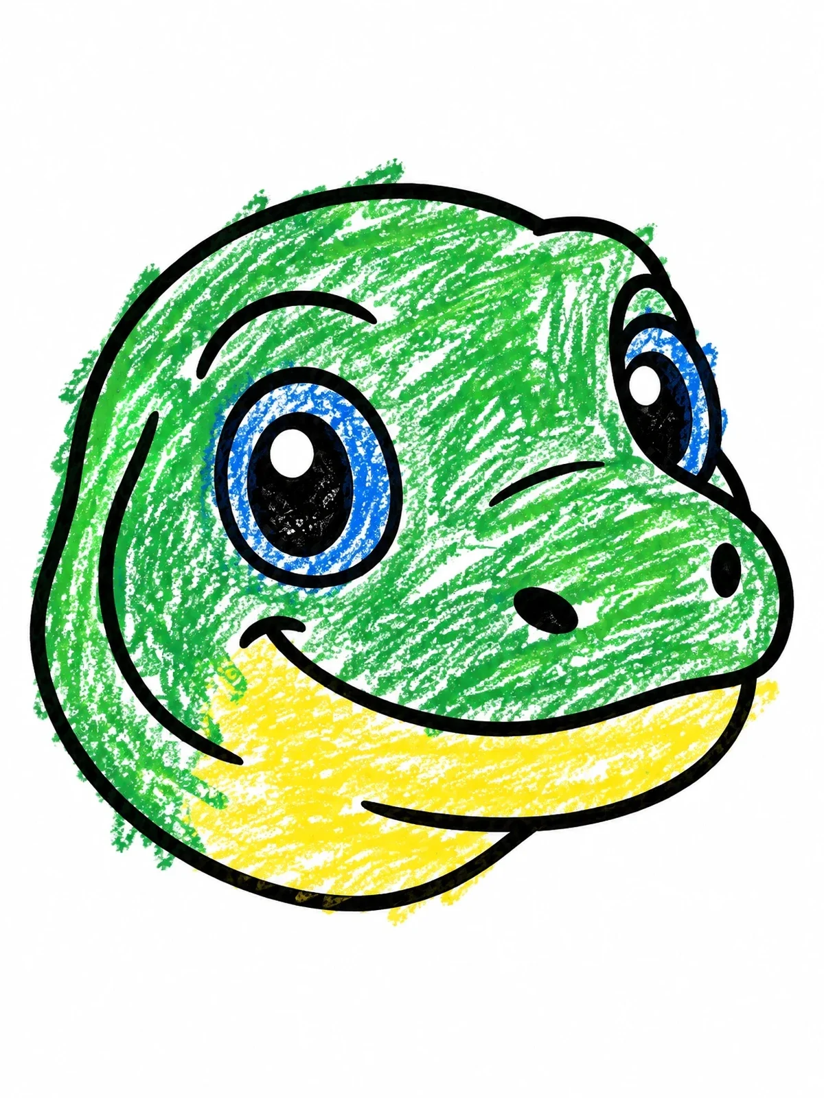 Colored example of the Cute Smiling Komodo Dragon Head coloring page