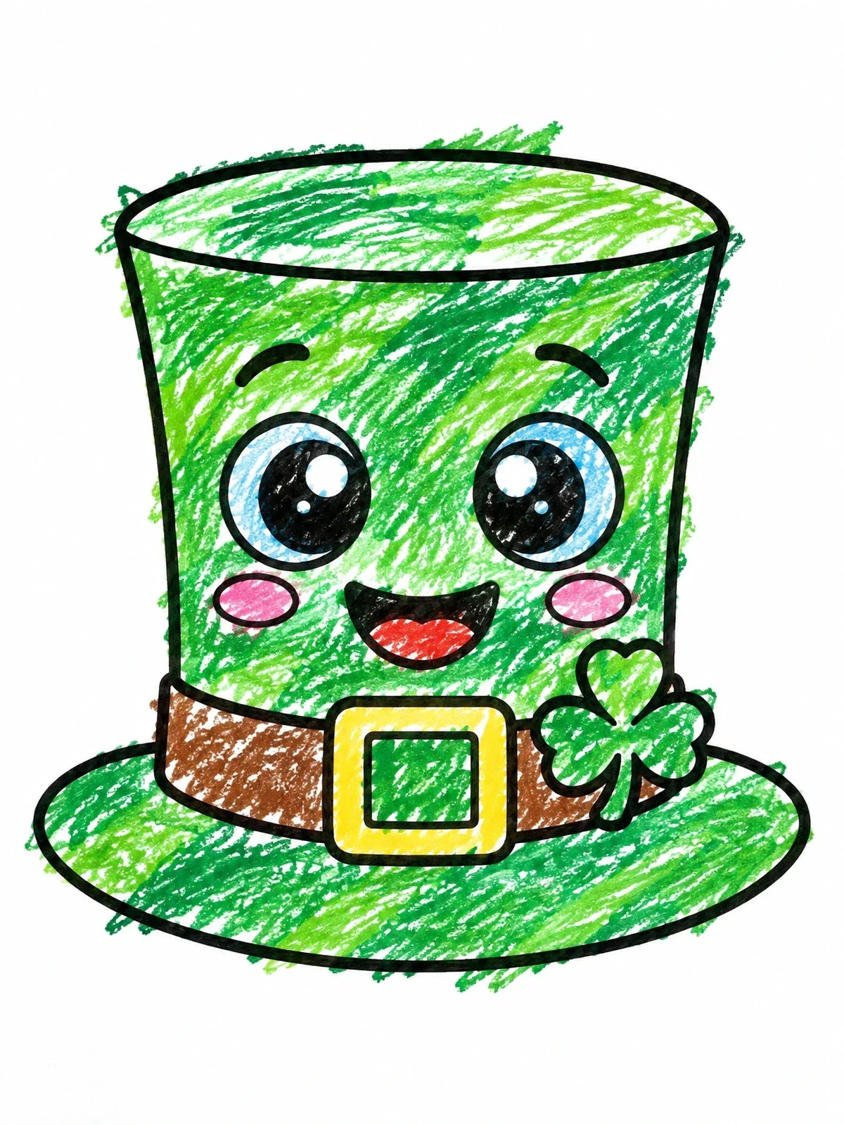 Colored example of the Cute Smiling Leprechaun Hat coloring page