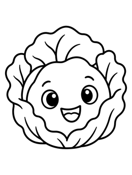 Free printable Cute Smiling Lettuce Head coloring page