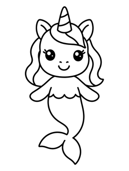 Free printable Cute Smiling Mermicorn coloring page