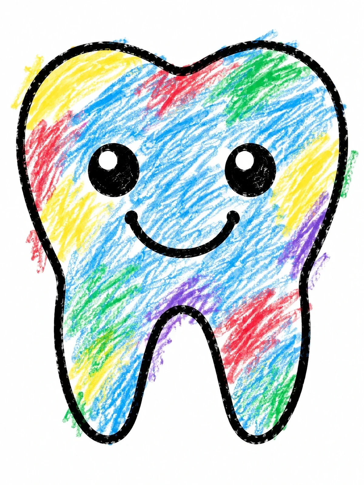 Colored example of the Cute Smiling Molar Tooth coloring page