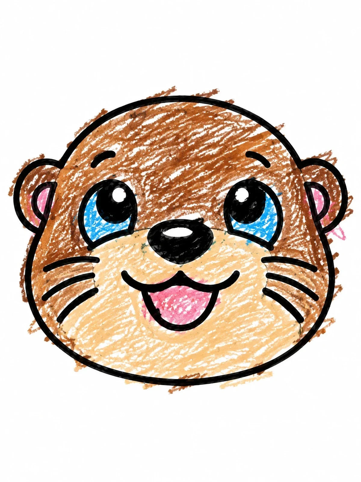 Colored example of the Cute Smiling Otter Face Looking Up coloring page