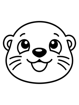 Free printable Cute Smiling Otter Face Looking Up coloring page