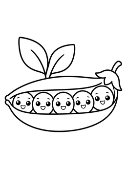 Free printable Cute Smiling Peas In Pod coloring page