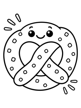 Free printable Cute Smiling Pretzel With Salt coloring page