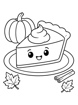 Free printable Cute Smiling Pumpkin Pie Slice coloring page