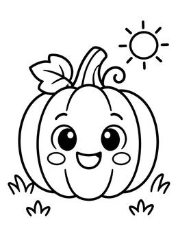 Free printable Cute Smiling Pumpkin In The Sun coloring page