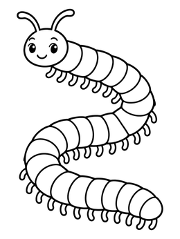 Free printable Cute Smiling S Shaped Millipede coloring page