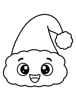 Free printable Cute Smiling Santa Hat coloring page