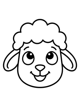 A sweet sheep coloring page featuring a happy lamb looking up with big eyes.