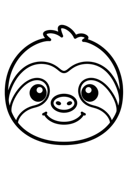 Free printable Cute Smiling Sloth Face coloring page