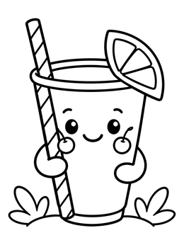 Free printable Cute Smiling Smoothie Cup coloring page