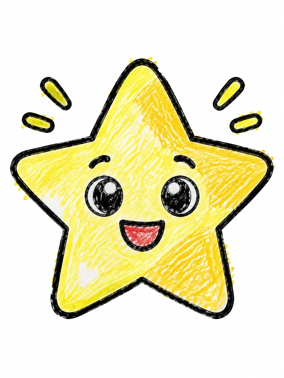 Colored example of the Cute Smiling Star coloring page