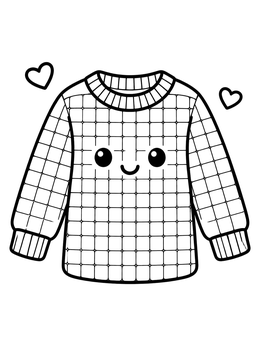Free printable Cute Smiling Waffle Knit Sweater coloring page