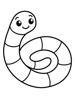 Free printable Cute Smiling Worm In A Spiral coloring page