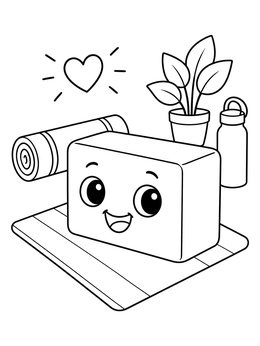 Free printable Cute Smiling Yoga Block coloring page