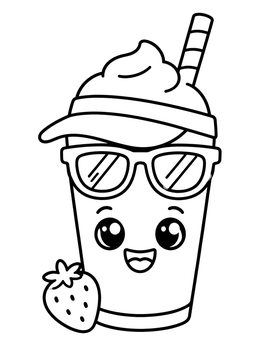 Free printable Cute Smoothie With Sun Visor coloring page