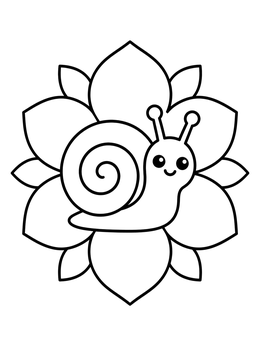 Free printable Cute Snail On Flower Mandala coloring page