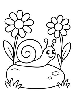 Free printable Cute Snail On A Garden Stone coloring page