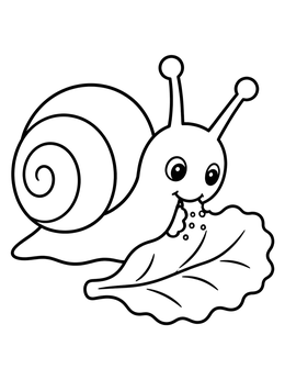 Free printable Cute Snail Nibbling On Leaf coloring page