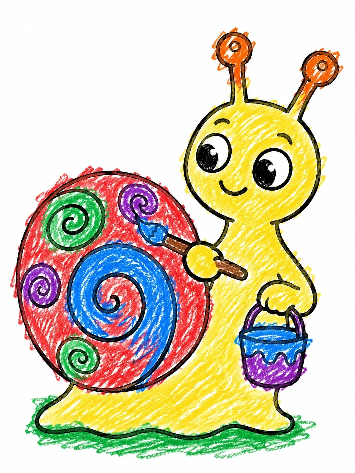 Colored example of the Cute Snail Painting Its Shell coloring page