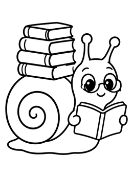 Free printable Cute Snail Reading Books coloring page