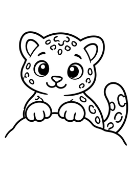 Free printable Cute Snow Leopard Cub Peeking coloring page