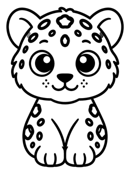 Free printable Cute Snow Leopard Cub Sitting coloring page