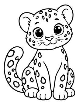 Free printable Cute Snow Leopard Cub Sitting coloring page