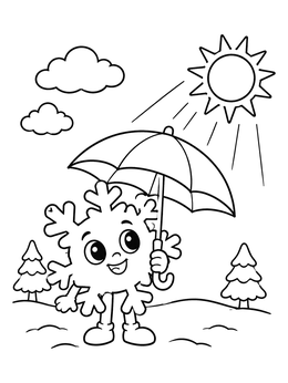 Free printable Cute Snowflake With An Umbrella coloring page