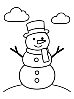 Free printable Cute Snowman On A Hill coloring page