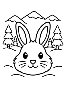 Free printable Cute Snowshoe Hare In Winter coloring page