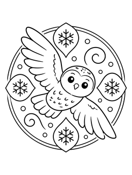 Free printable Cute Snowy Owl In Flight coloring page