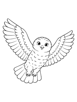 Free printable Cute Snowy Owl In Flight coloring page