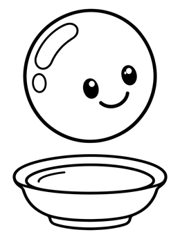 Free printable Cute Soap Bubble Floating Over A Dish coloring page